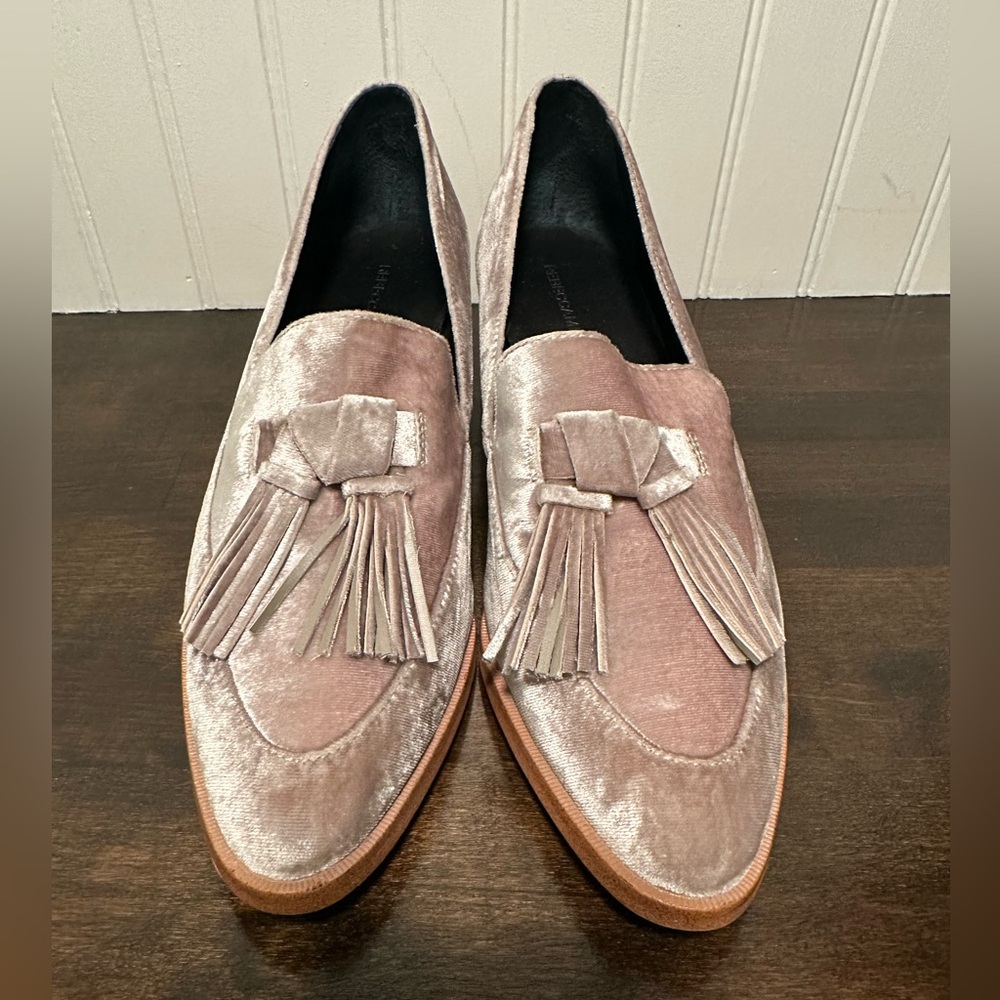 Rebecca Minkoff suede loafers. Size 9. Women’s . Silver suede. Tassels